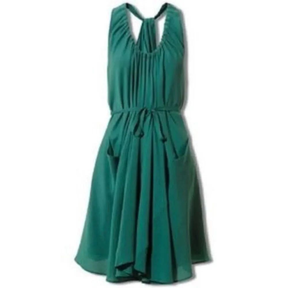 Theory Nadolin green silk pima cotton blend tank dress small